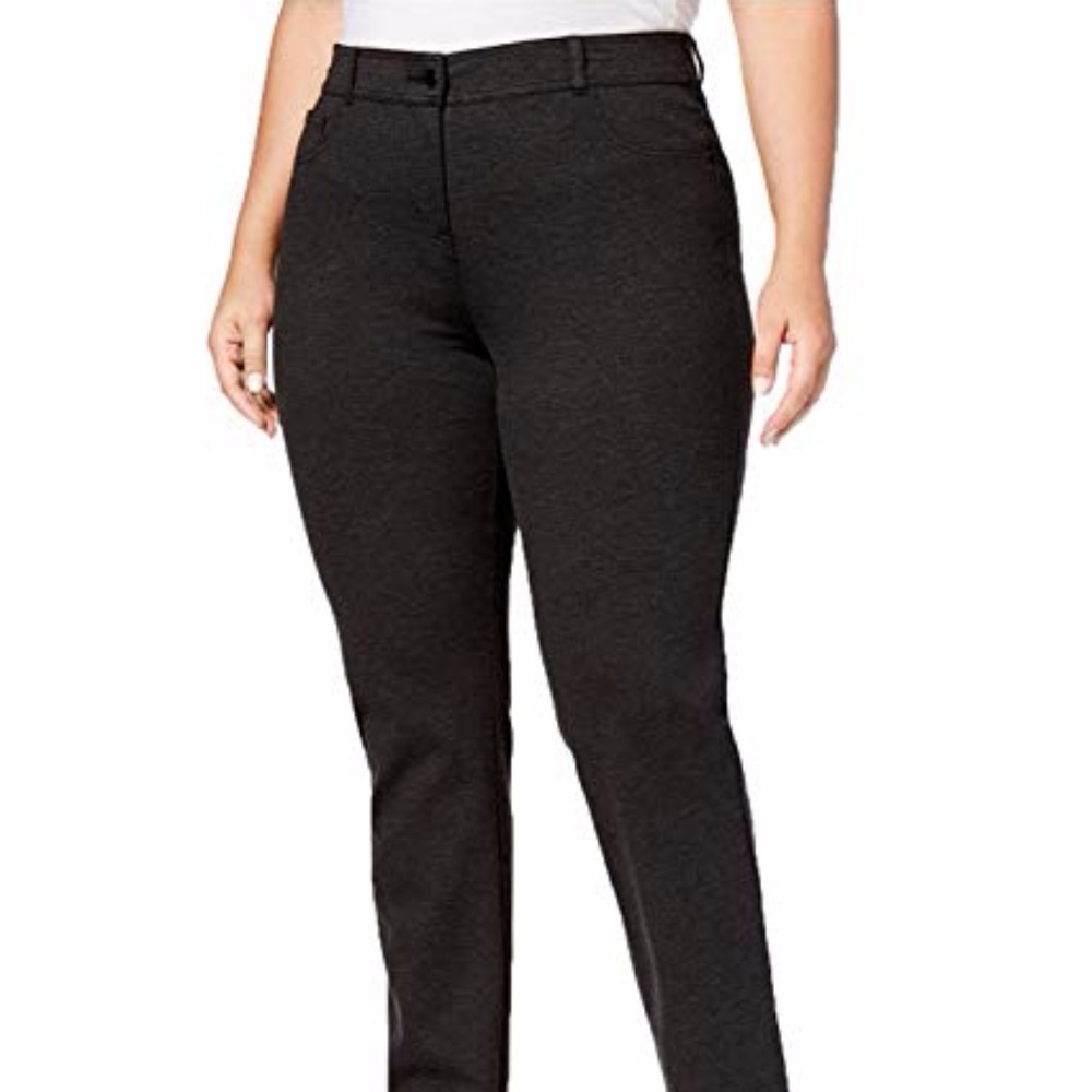 Style Co Faux-Pocket Slim-Fit Pants Deep Black 14